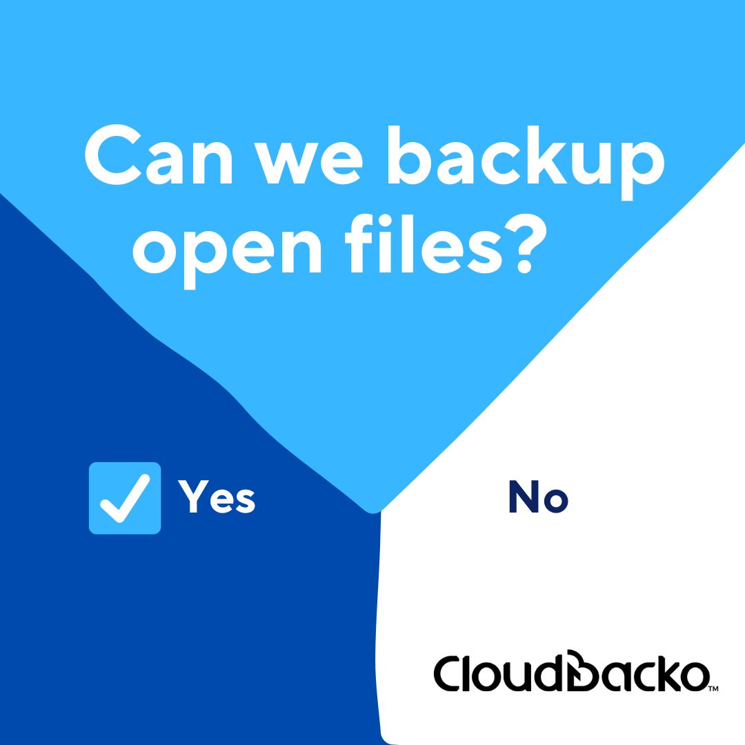 CloudBacko's tweet image. 【Can we back up open files? 】
#CloudBacko ensures your #filebackups are always complete and reliable. It uses #Microsoft VSS (Volume Shadow Copy service) to back up open files without any interruption. cloudbacko.com