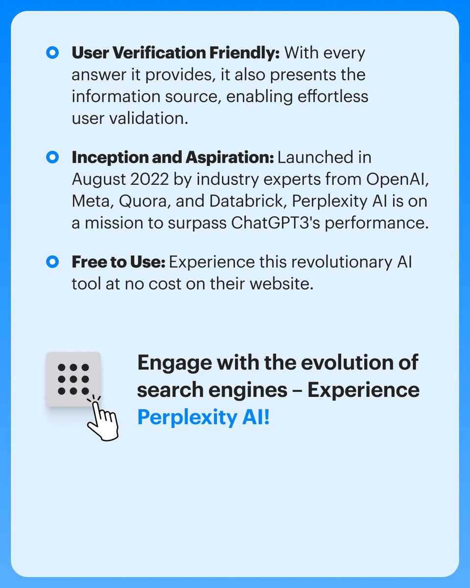 eugeneshilow's tweet photo. 3/4: "Whether you need term definitions, opening hours, weather forecasts, or step-by-step instructions, Perplexity AI delivers exhaustive and precise answers. It's designed for accuracy and comprehensiveness. #AIChatTool" https://t.co/J8Uk5q5NOm