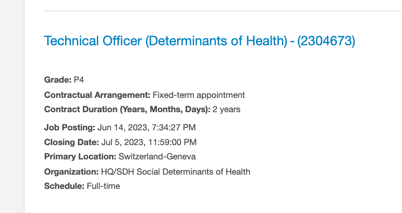 Sudhvir Singh (@sudhvir) on Twitter photo Exciting opportunity to join our <a href="/WHO/">World Health Organization (WHO)</a> #Equity & Health team!
Interested in working with countries & partners on policies that address #SocialDeterminants & improve #HealthEquity?
Check out this Technical Officer post open now:
careers.who.int/careersection/…
Please share widely! Exciting opportunity to join our <a href="/WHO/">World Health Organization (WHO)</a> #Equity & Health team!
Interested in working with countries & partners on policies that address #SocialDeterminants & improve #HealthEquity?
Check out this Technical Officer post open now:
careers.who.int/careersection/…
Please share widely!