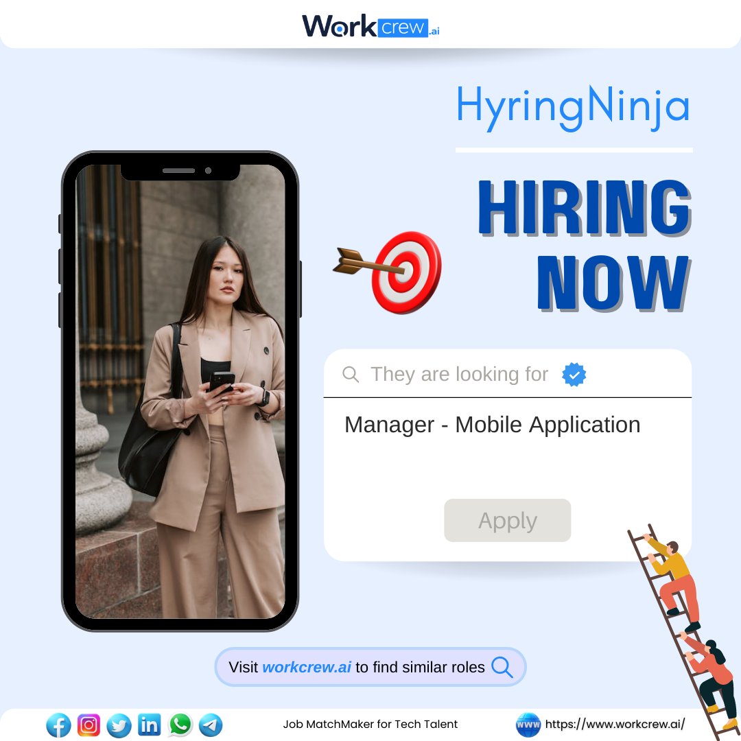 Hiring: Manager - Mobile Application
Company: HyringNinja
📍 Location: Mumbai

Apply here:
workcrew.ai/jobpost/63eb30…

#applicationmanagement #NowHiring #JobOpening #Manager #Career #MumbaiJobs #JobSearch #HiringManager #mobileapps #JoinOurTeam #CareerOpportunity #JobOpportunity