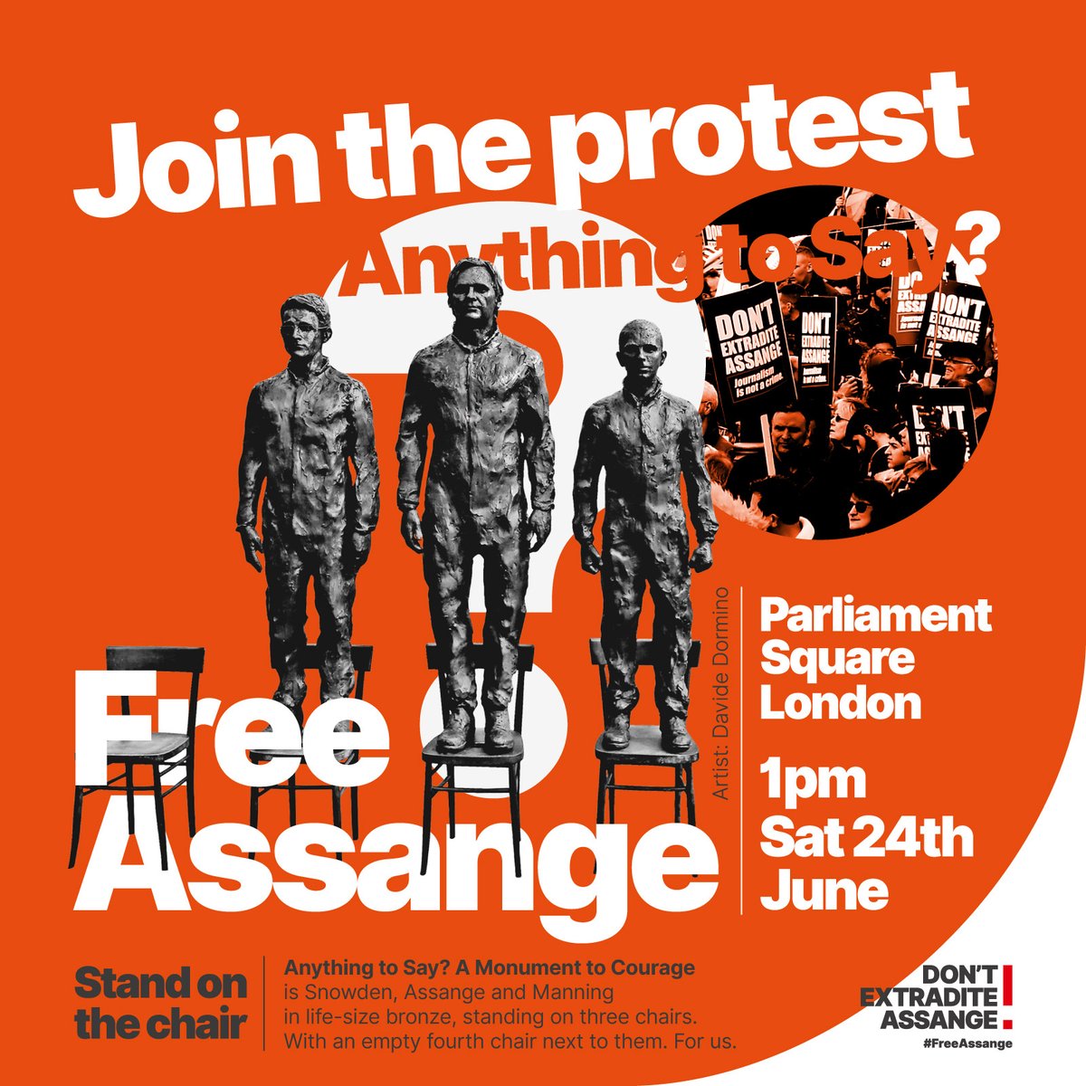 Join us in Parliament Square on Saturday 24th June to have your say! | @AnythingtoSay_ 
#FreeAssangeNOW #DropTheCharges

dontextraditeassange.com/events/join-th…