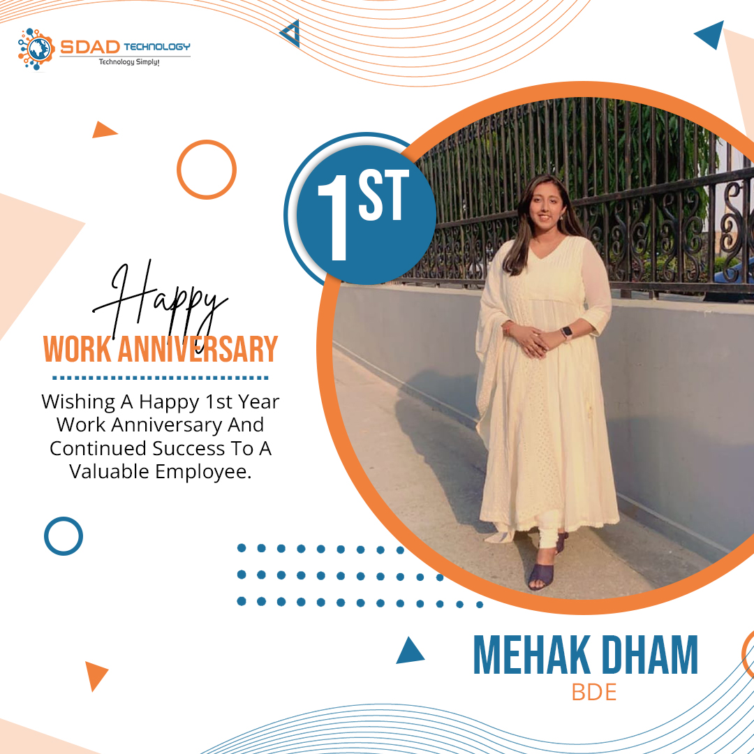 A #Year of Brilliance and #Growth with Mehak! #Celebrating an #Incredible #Journey Together.

#sdadtechnology #workanniversary #celebration #HappyWorkAnniversary #1stanniversary #Congratulations #success #workexperience #teamwork #workfun #employeeanniversary #workcelebration