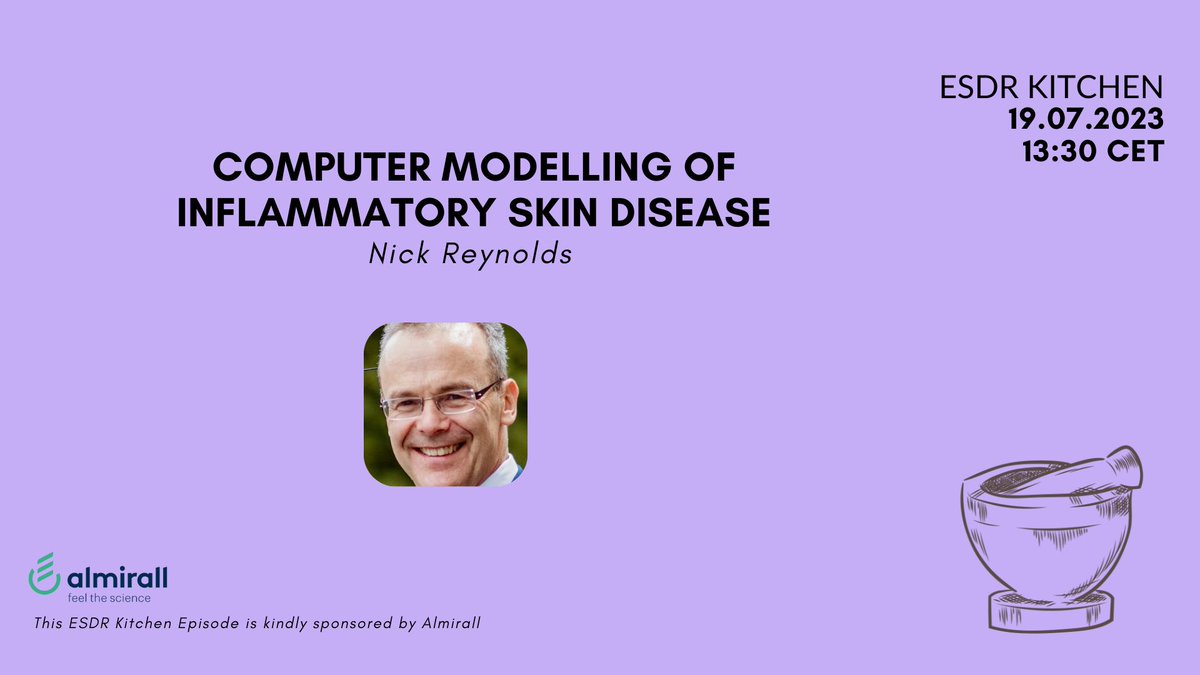 ESDRorg's tweet image. We are happy to welcome @NJR_Newcastle  in the Kitchen on Wednesday 19 July.
Book your seat: lnkd.in/emDwW6j2

Join us at 1:30pm CET for this 30 min live webinar !

Nick Reynolds will talk about computer modelling of inflammatory #skindisease

#dermtwitter