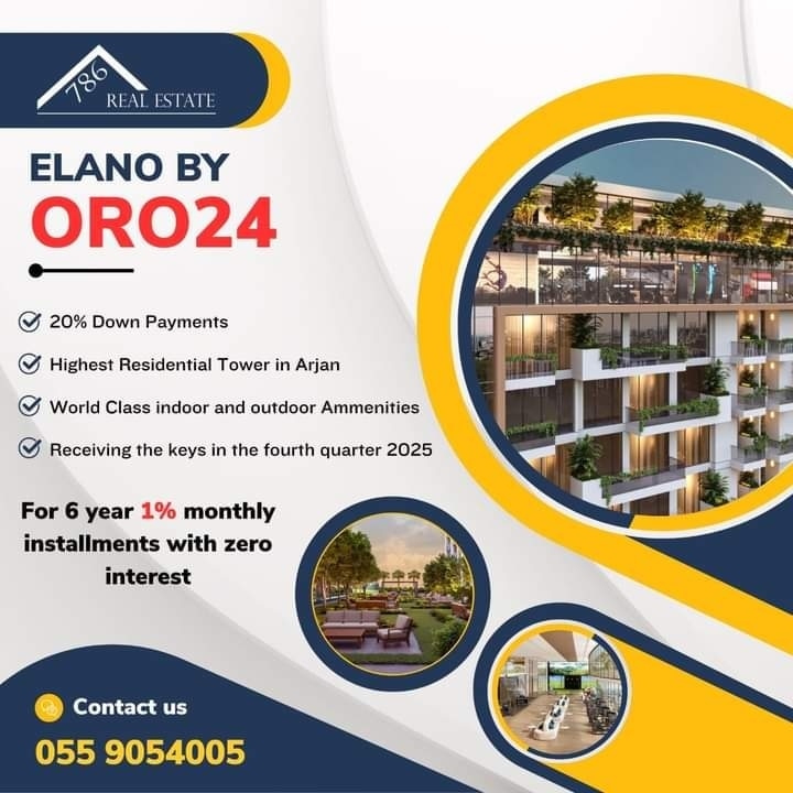 786 Real Estate | Invest in Dubai
🌟 Introducing Elano by ORO24 🌟
🏠 Category: Residential
🏢 Floors: 2B + G + 9 + Roof
💰 Starting Price: AED 530K | USD 144K
📞 Book Now: Call +971 55 905 4005
Join us on this exciting journey!
#786realestate #syedowaisalishah  #ORO24Development