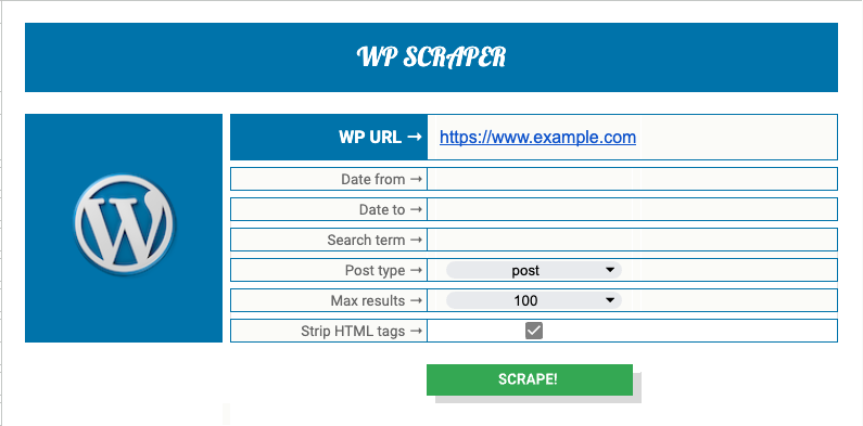 Je viens d'ajouter un BONUS offert aux utilisateurs de la suite Gadgeto 🎁
Il s'agit d'un outil appelé WP Scraper qui permet de scraper le contenu d'un site WordPress ↓