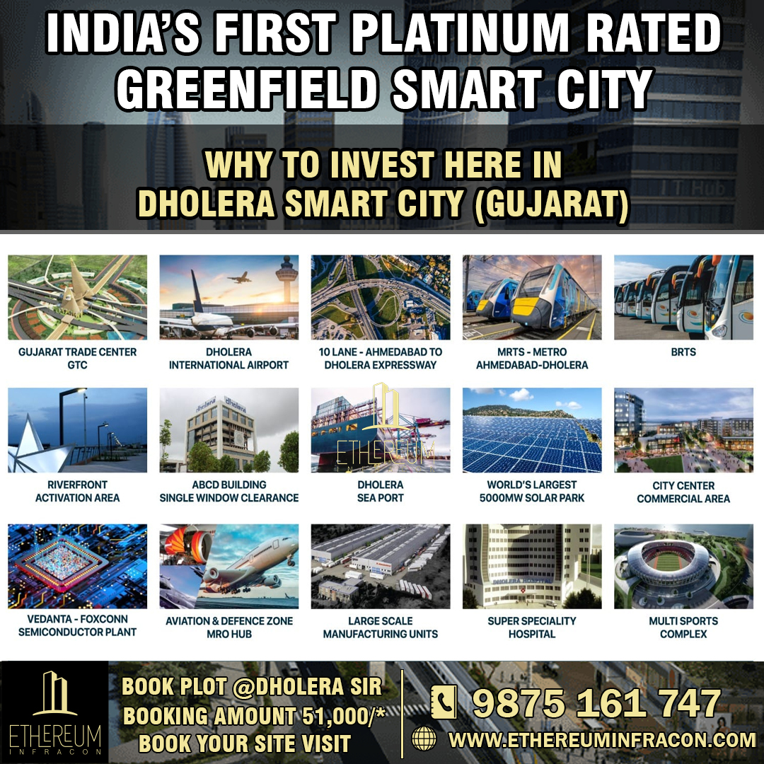 Why To Invest here in Dholera Smart City??🤔🤔

#DholeraSIR Project Ensuring an Exponential Growth in Your Investment.💥🤩
👇👇
Book Your Free Site Visit Today.
Enquiry Call:-📞9875161747.
visit Our website: ethereuminfracon.com

#DholeraSmartCity #Investment #ResidentialPlot