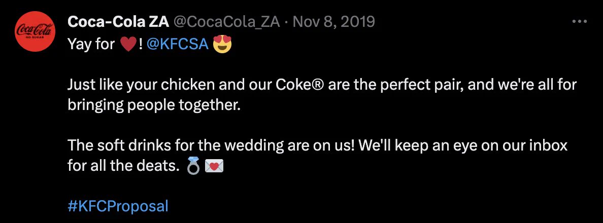 コカ・コーラから
「チキンとコークは相性抜群ですよ」
「結婚式のドリンク類は全てうちが」
その10分後に
6/11 
