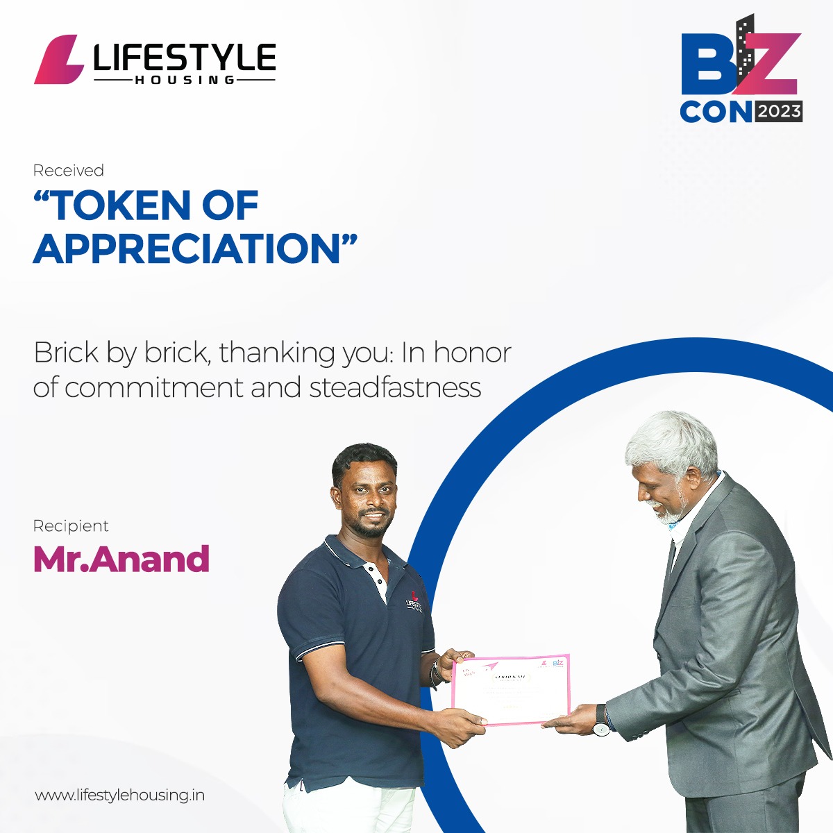 Mr. Anand receives a prestigious Long Service Award and Token of Appreciation from Lifestyle Housing, honoring his unwavering dedication and invaluable contributions over three years

#professionalism #milestoneachievement #lifestylehousing #longservice #3years #appreciation