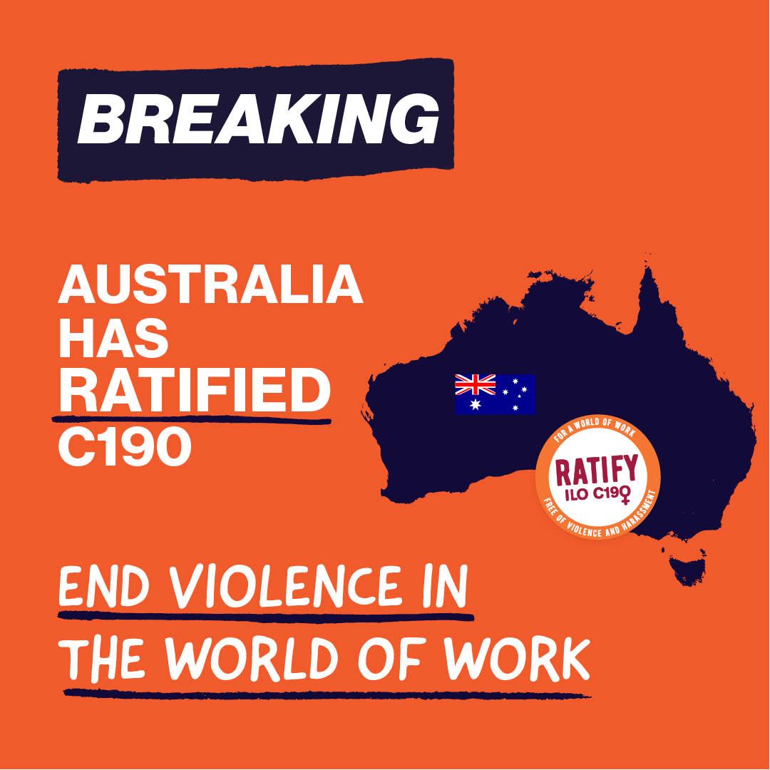 Australia has RATIFIED ILO C190 - the vital convention on ending violence in the world of work. #RatifyC190

Read more about this brilliant news here: actu.org.au/actu-media/med…