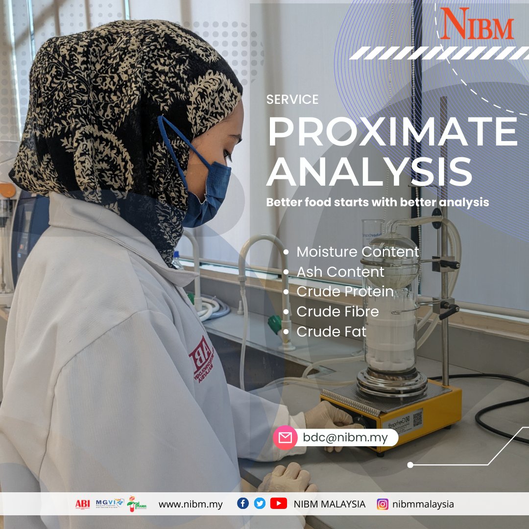 Want to know the nutritional content of your food? Our Proximate Analysis Service can assist you! 🔬🧪🍴

#WeAreNIBM #NIBM #NIBMMalaysia #Biotechnology #Science #innovation #proximateanalysis #foodanalysis #nutritionanalysis #foodscience #foodchemistry #labtesting #FoodAnalysis