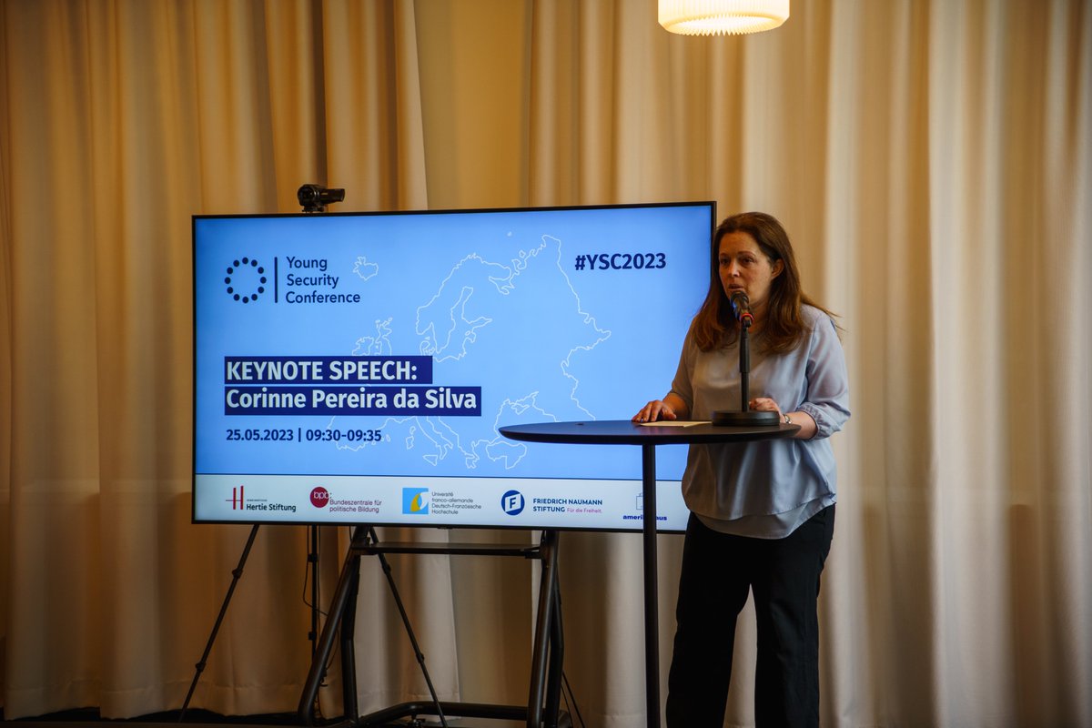 At the #YSC2023, we were privileged to be joined by the @munichconsulat, Corinne Pereira de Silva. She discussed the importance of Franco-German cooperation in the growing list of challenges that Europe faces, among other issues. Thank you  for supporting the YSC!
