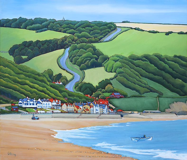 SOLD. The familiar winding road out of Sandsend, the cluster of houses, the beach and sea. And a rare sight - someone fishing close to the water’s edge, with the tractor waiting on the beach to haul the boat to shore. 

#daviduttingartist #sandsend #artforsale