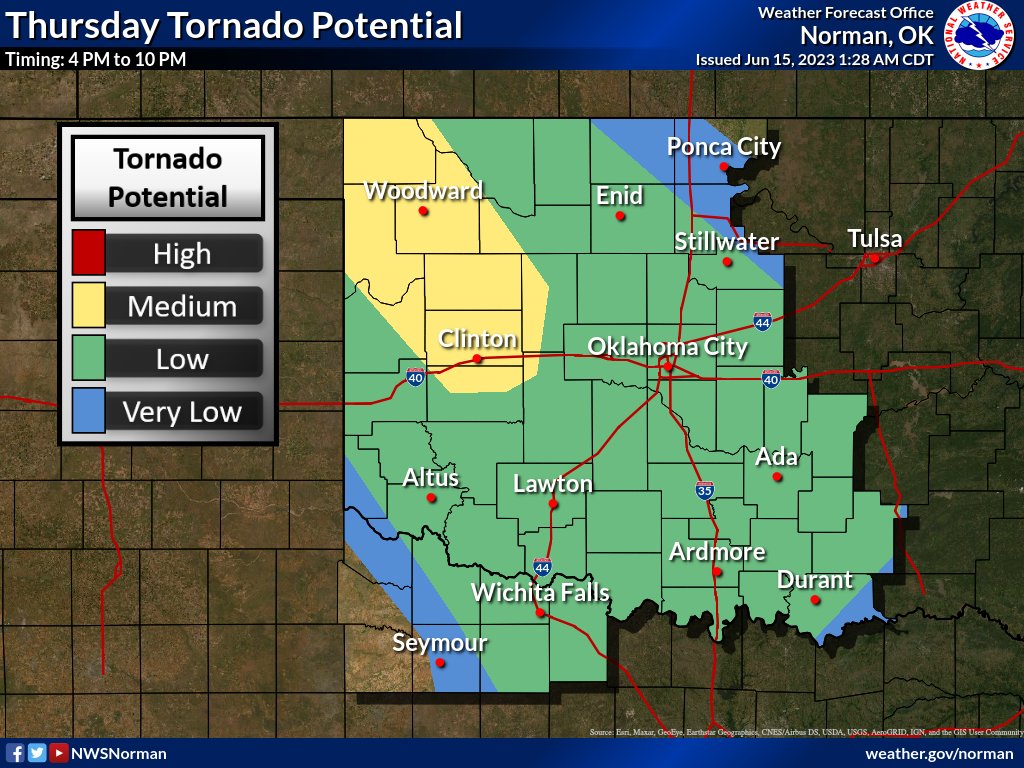 ⚠️ SIGNIFICANT SEVERE WEATHER EXPECTED THURSDAY AFTERNOON AND EVENING ⚠️

Ingredients will be in place for large hail up to baseball size, wind gusts near or exceeding 80 mph, and the potential for a few tornadoes. Please stay weather aware later today! #okwx #texomawx #txwx
