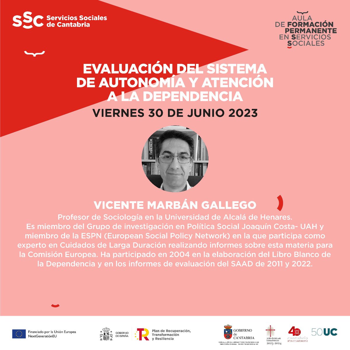 Novena sesión del <a href="/AulaServicios/">Aula de Formación Permanente Servicios Sociales</a> el próximo 30 de junio junto a <a href="/vicente_marban/">VMG2024</a> 

#ServiciosSociales #ASSC2223
