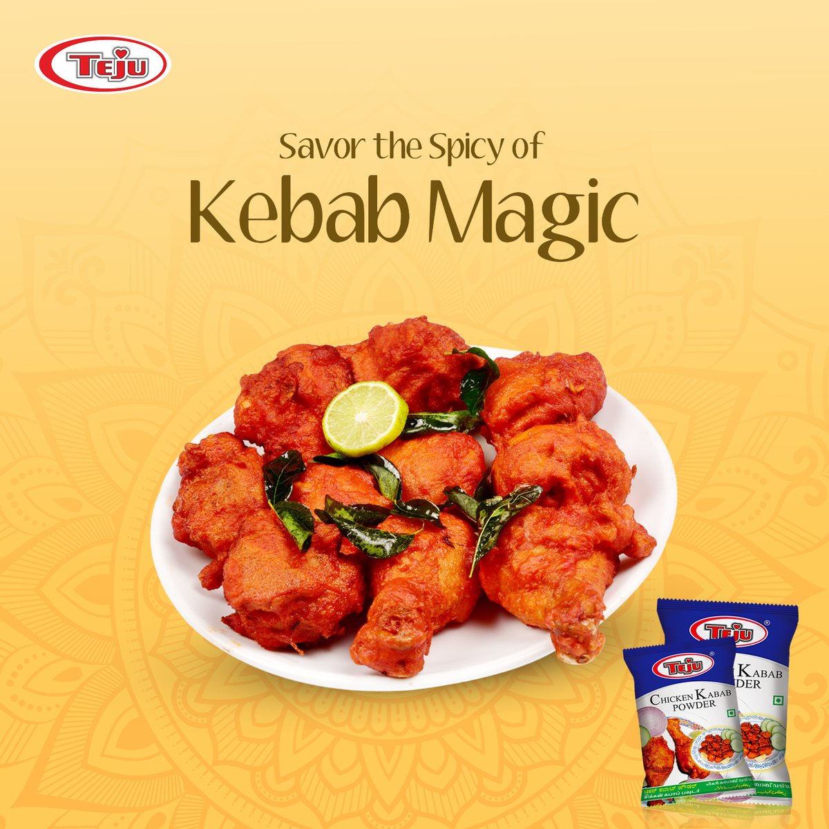 TejuMasala's tweet photo. Introducing the secret to irresistible Chicken Kebabs – Teju Masala's Chicken Kebab Powder! 🌶️🍗 
.
#TejuMasala #ChickenKebabPowder #FlavorfulDelights #GrillingPerfection #SpiceUpYourKebabs #FoodieFaves #TasteTheDifference #MouthwateringGoodness #FoodieGoals #SavorTheSpices https://t.co/Iiq8sWO8eU