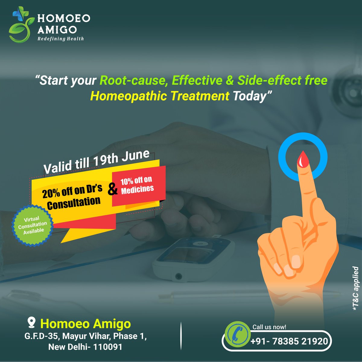 HomoeoAmigo's tweet photo. Start your Root-cause, Effective &amp; Side-effect free Homeopathic treatment for Lifestyle Disorders like Diabetes with Homoeo Amigo and avail 20% off on consultations &amp; 10% off on medicines. Offer valid till 19th June

#homeopathyworks #homeopathyforall #health https://t.co/GNqiqGNhAj