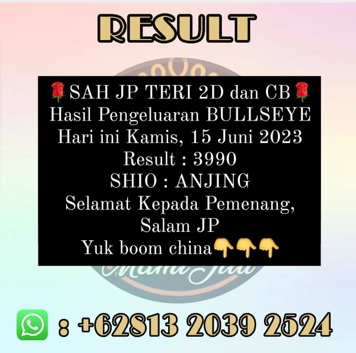 MamiJitu's tweet photo. 🗣Untuk info prediksi pasaran lainnya bisa langsung Wa ke Mami yah 📲 https://t.co/MYTktQ33Mu 🖤
#bocorantogel #bocoranjitu #prediksitogel #angkakodal #prediksijitu #bocoranhk #prediksihk #bocorantogeljitu #prediksijitu
#angkahongkong #angkasgp #angkasdy https://t.co/S3gdbNRHux