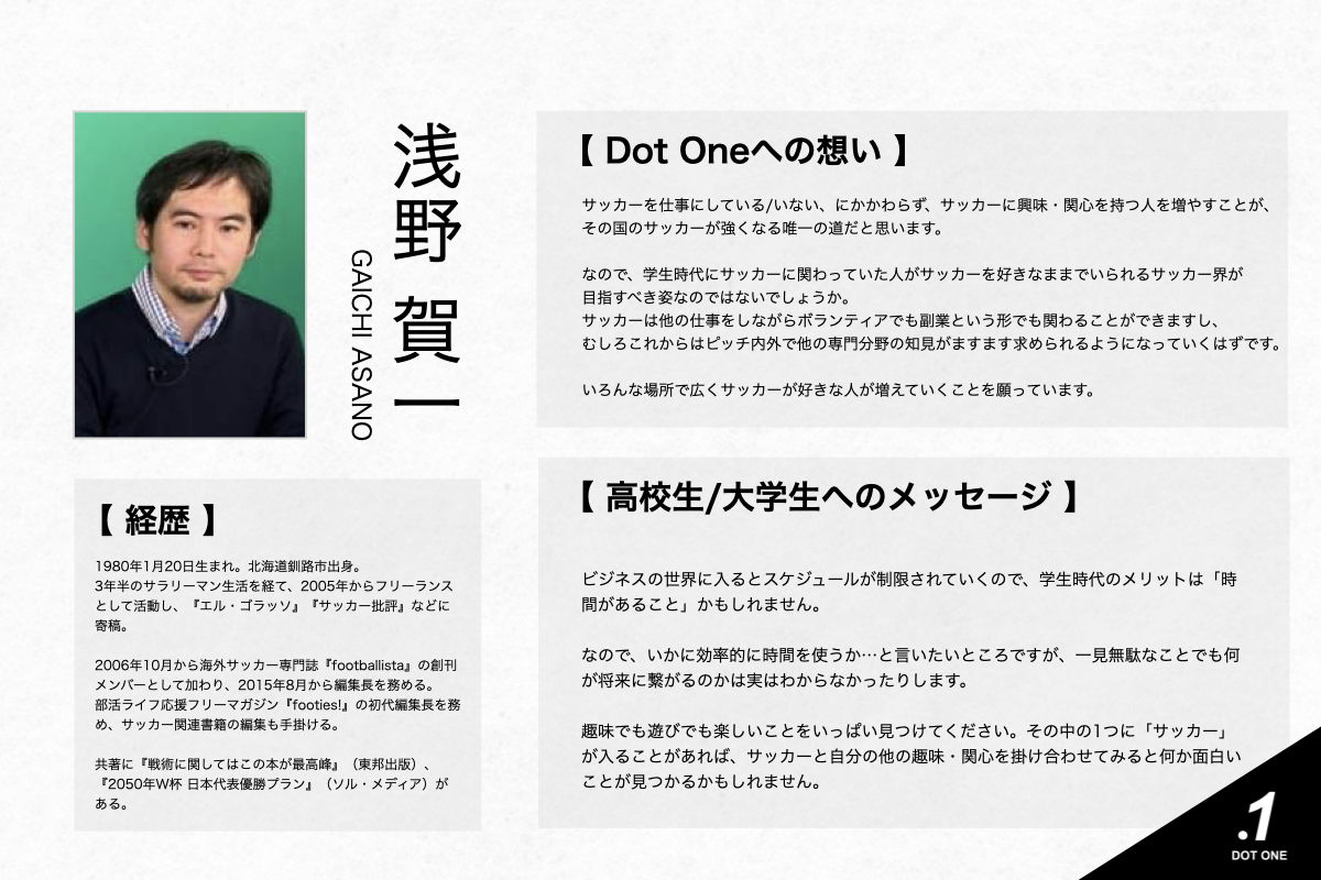 DotOne_Football's tweet photo. ◤◢◤ 浅野 賀一氏 講演決定 ◢◤◢

サッカー専門メディア「 Footbalista 」の編集長である「 浅野 賀一氏 」が講演することが決定致しました。

#高校サッカーでピリオドは打たれない

▼「参加したい / お問い合わせ」はこちらから
https://t.co/aCo8M656B8 https://t.co/wo4MIt51Ms