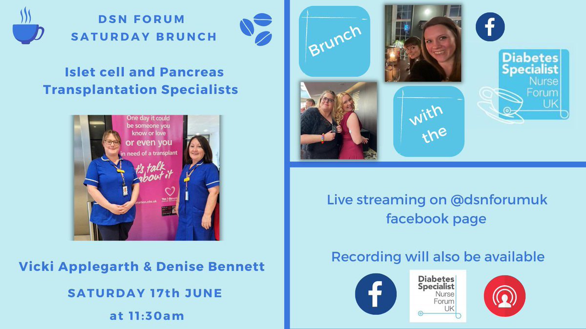 DSNforumUK (@dsnforumuk) on Twitter photo This weekend… NOT to be missed! ☕️
✨With the amazing <a href="/victoriaa1990/">Vicki Applegarth</a> & Denise Bennett from <a href="/nuth_endodiab/">Newcastle Endocrinology & Diabetes</a>
Learn all about:
🔬Islet Cell & Pancreatic Transplant
❓Who is eligible?
3️⃣Type 3c Diabetes
ALL welcome to join us LIVE👇🏻
🔗 facebook.com/dsnforumuk
#gbdoc This weekend… NOT to be missed! ☕️
✨With the amazing <a href="/victoriaa1990/">Vicki Applegarth</a> & Denise Bennett from <a href="/nuth_endodiab/">Newcastle Endocrinology & Diabetes</a>
Learn all about:
🔬Islet Cell & Pancreatic Transplant
❓Who is eligible?
3️⃣Type 3c Diabetes
ALL welcome to join us LIVE👇🏻
🔗 facebook.com/dsnforumuk
#gbdoc