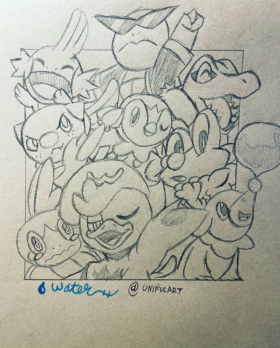 All water starters sketch done!!