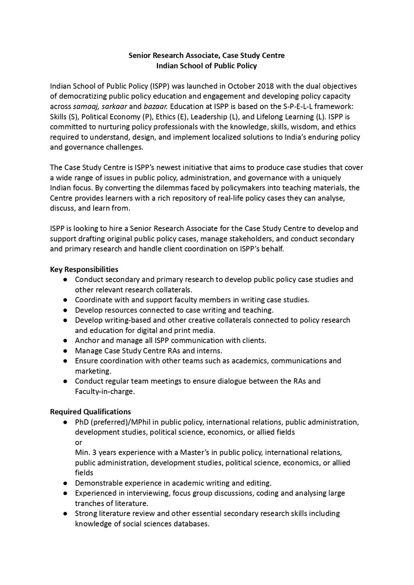 ispp_edu's tweet image. Full-time opportunity for researchers interested in drafting public policy case studies. Join ISPP&apos;s ambitious plan to transform policy education in India, starting with impactful case studies that drive real-world solutions. Ready to make an impact?

@parthjshah @VincyDavis