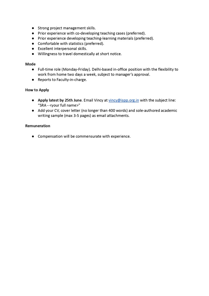 ispp_edu's tweet image. Full-time opportunity for researchers interested in drafting public policy case studies. Join ISPP&apos;s ambitious plan to transform policy education in India, starting with impactful case studies that drive real-world solutions. Ready to make an impact?

@parthjshah @VincyDavis