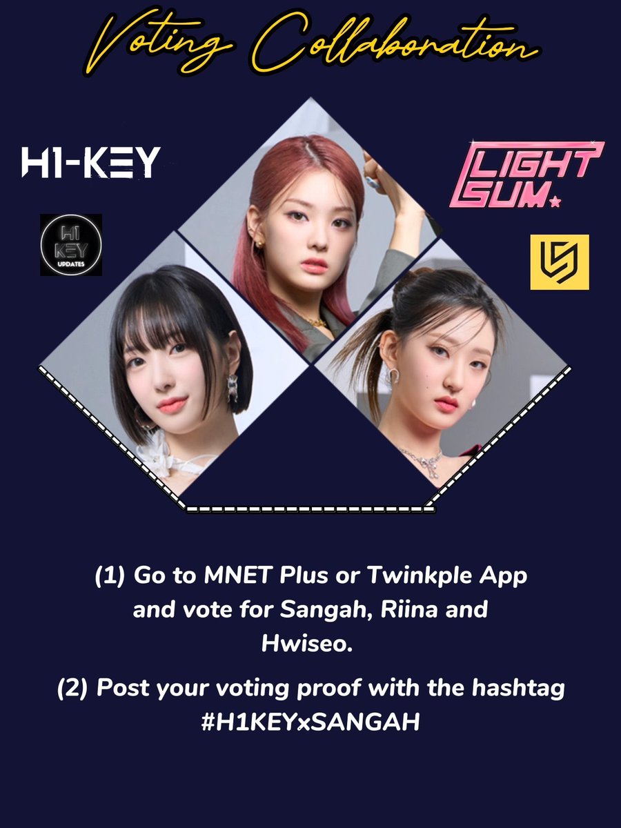 LSSupports's tweet photo. [📢] Attention SUMITs and M1-KEYs!

We are having a voting collaboration with @H1KEYupdates for Queendom Puzzle! Check the details on the picture.

We hope for your active participation! 🙌

#H1KEYxSANGAH #H1KEY 
#하이키 #LIGHTSUM #라잇썸 
#퀸덤퍼즐 #QUEENDOMPUZZLE https://t.co/Ir2GLfv2mY