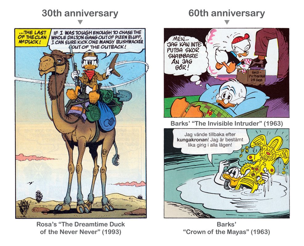 Yesterday (June 14) was the 30th anniversary of Don Rosa's 'The Dreamtime Duck of the Never Never'. 

And June 6 was the 60th anniversary of Carl Barks' 'The Invisible Intruder' and 'Crown of the Mayas'. 

#carlbarks #donrosa #comic #comics #scroogemcduck #unclescrooge #scrooge