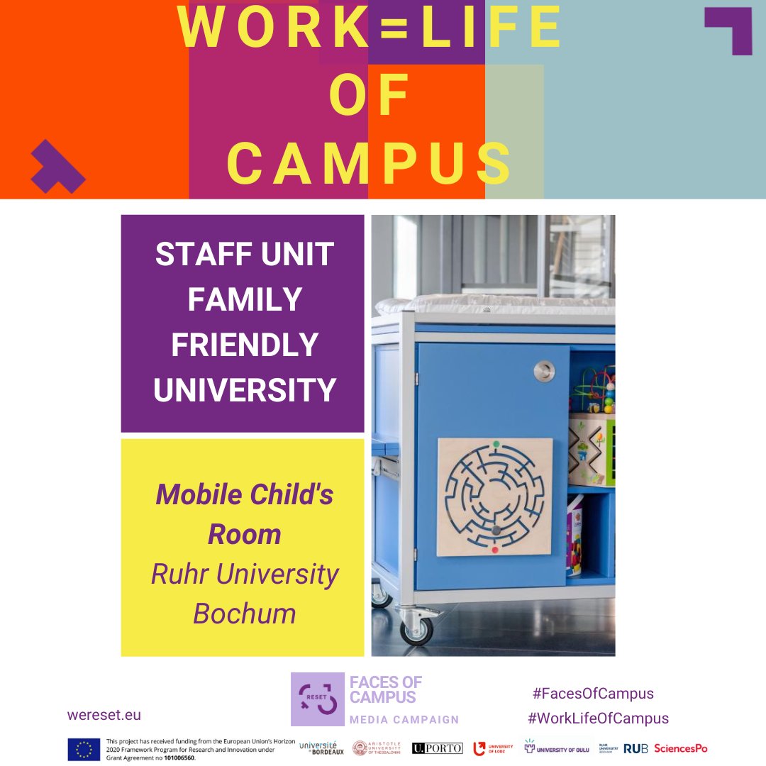 Reset_EUproject's tweet photo. 🎓How is support for families organized at universities? 👪 And what is a mobile child's room? We spoke to the Staff Unit Family-friendly University at the @ruhrunibochum  and got an impression of the work and support provided by the unit.
➡ https://t.co/Cx2VaBzMfC https://t.co/iwDRklqoee