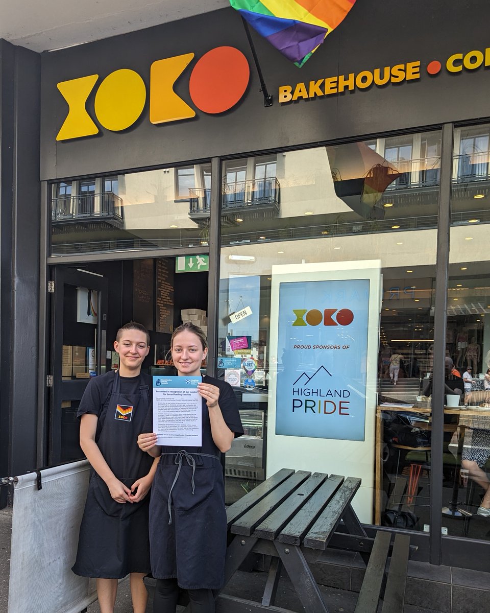 NHSHbreastfeed's tweet photo. We are sending certificates to mark 3 years of being part of the Breastfeeding Friendly Scotland Scheme and some lovely participants are sending us their photos with their certificate.  First up is Xoko Coffee Shop in Inverness @IslaBarton1 @NHSHighland @HighlandCouncil https://t.co/dkWQJTtI4H