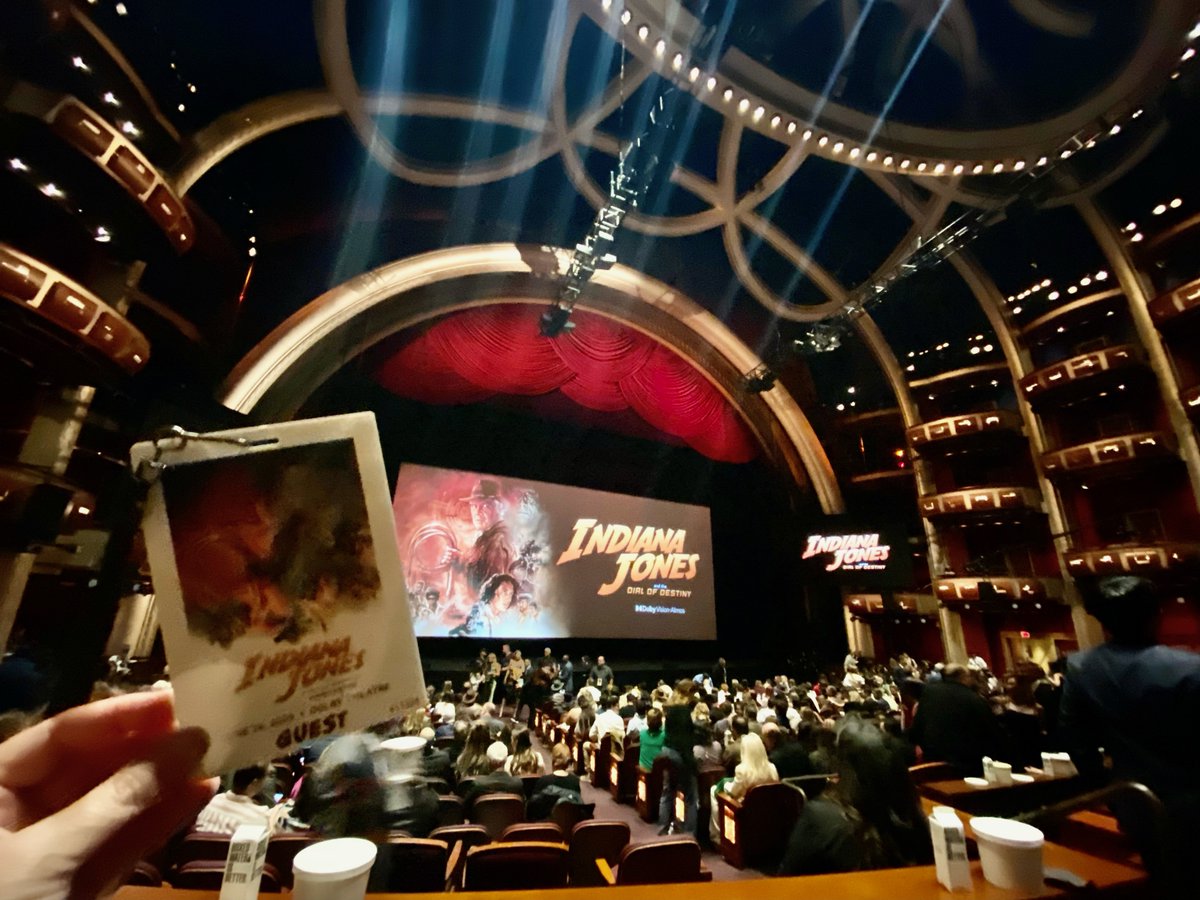 Movie night! As if watching with the OG Indy gang (George Lucas, Steven Spielberg, Harrison Ford, Kathleen Kennedy and Frank Marshall) wasn't enough, having John Williams conduct the Indy score was a great surprise at  the premiere of #IndianaJones5  and the Dial of Destiny.