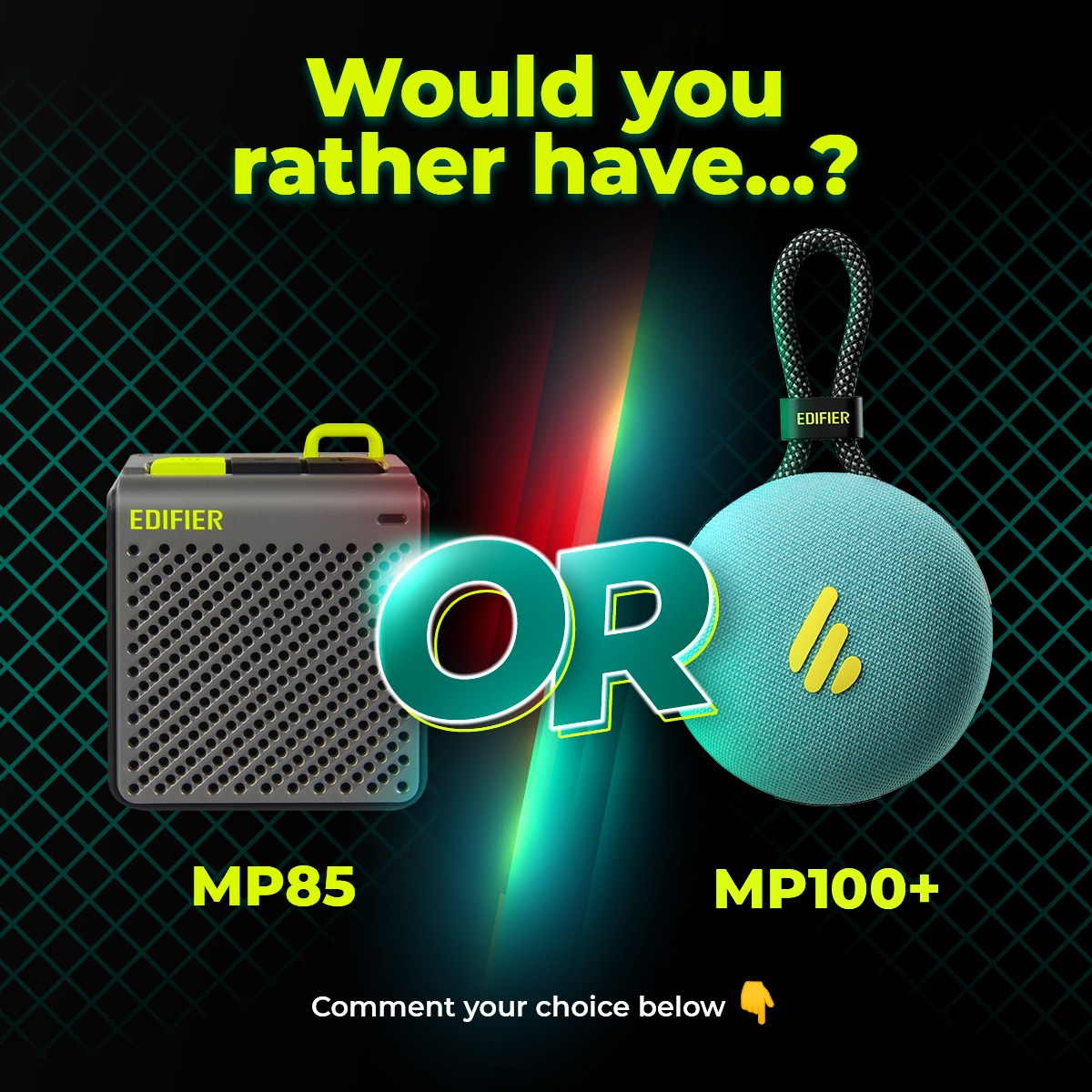 Our best-seller portable speakers - MP85, the mini music box, and MP100, your waterproof go-to companion. Which one is your pick - MP85 or MP100? Reply with your pick 👇 #Edifiermp85 #edifiermp100 #EdifierMalaysia #edifan #edifier #bluetoothspeaker #waterproof #waterproofspeaker