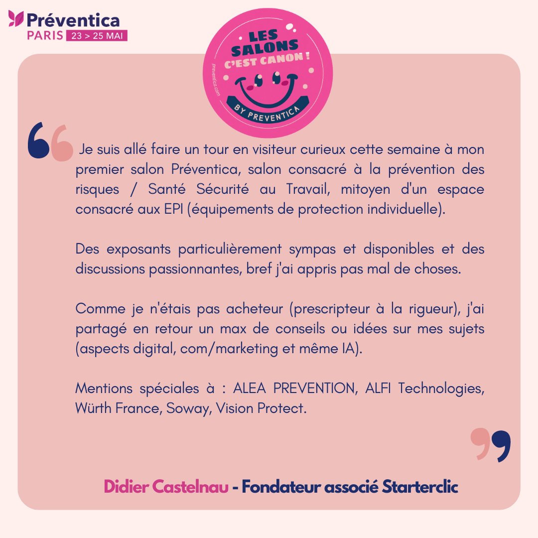 Preventica's tweet photo. Le salon 𝑷𝒓𝒆𝒗𝒆𝒏𝒕𝒊𝒄𝒂, c'est aussi vous qui en parlez le mieux!👌
 
Un grand merci à tous les visiteurs de #PrevParis!✨
Parce que votre avis compte, partagez avec nous ce que vous avez pensé du salon.
 
Prochain rdv à #PrevToulouse 😉 ➡️ https://t.co/CShLrmuQBM https://t.co/I1PTb0r0o5