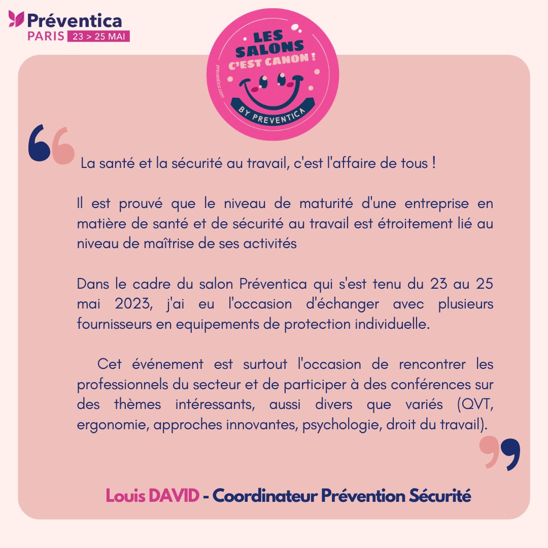 Preventica's tweet photo. Le salon 𝑷𝒓𝒆𝒗𝒆𝒏𝒕𝒊𝒄𝒂, c'est aussi vous qui en parlez le mieux!👌
 
Un grand merci à tous les visiteurs de #PrevParis!✨
Parce que votre avis compte, partagez avec nous ce que vous avez pensé du salon.
 
Prochain rdv à #PrevToulouse 😉 ➡️ https://t.co/CShLrmuQBM https://t.co/I1PTb0r0o5