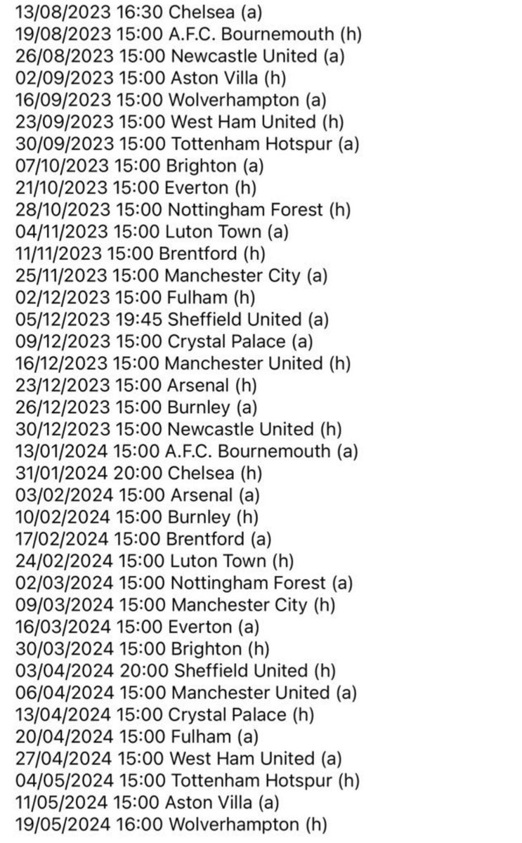 TheAnfieldTalk's tweet photo. 🚨 Liverpool’s 23/24 PL fixtures. #LFC https://t.co/YsHd4kp3K6