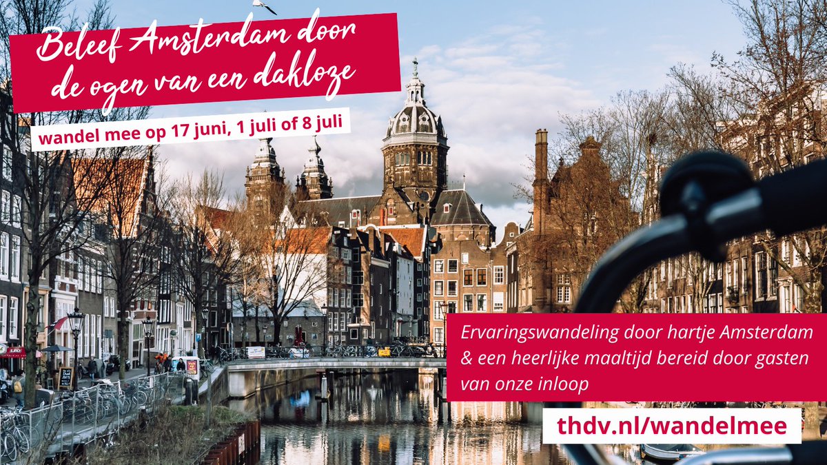 Kom op bezoek bij THDV in Amsterdam en beleef de stad door de ogen van iemand die dakloos is. Ga voor meer informatie naar thdv.nl/wandelmee

#THDV #TotHeildesVolks #wandelmee