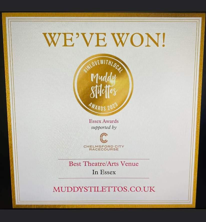 * * A MASSIVE CONGRATULATIONS * * 
Congratulations to the Thameside Theatre for winning the BEST Theatre/Arts Venue in ESSEX! 

Amazing recognition for our theatre at the heart of our community. 

A massive thank you to you all for voting for us.
