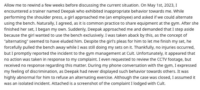 ravisingh88718's tweet photo. Cult Rajajinagar 12th Cross Discrimination Case - Bengaluru

Conversation Recording - https://t.co/l9m0ViCjoi

Location - https://t.co/xv2ZwABOvZ

@cultfitOfficial https://t.co/C9Hl65ZbwA