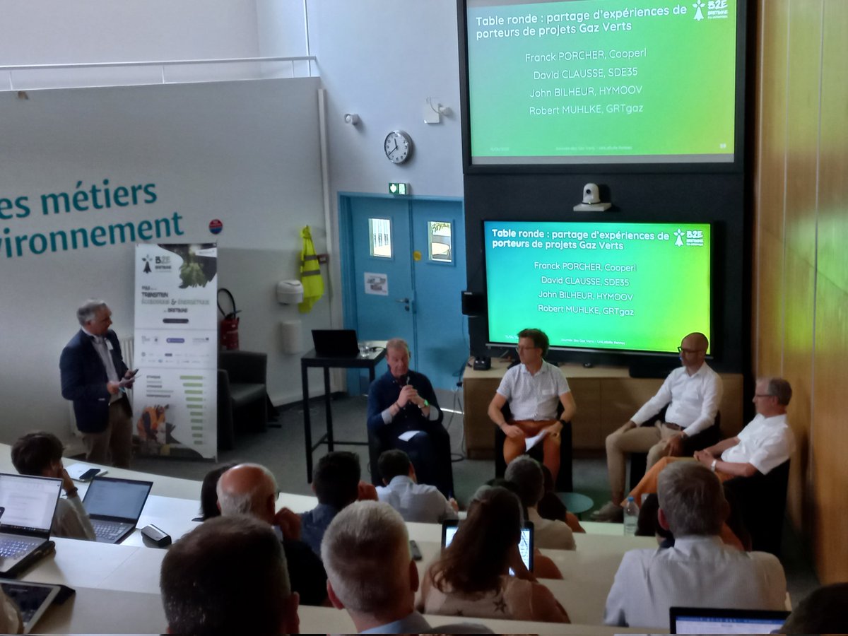 Merci aux partenaires du GT #gazverts de @EcoEnt_Bzh de réunir ce jour collectivités, entreprises, industriels, assureurs, financeurs...  autour de l'enjeu des #GazRenouvelables et #BasCarbone 
➡️ 'Un panel de solutions pour decarboner  les territoires' 👏