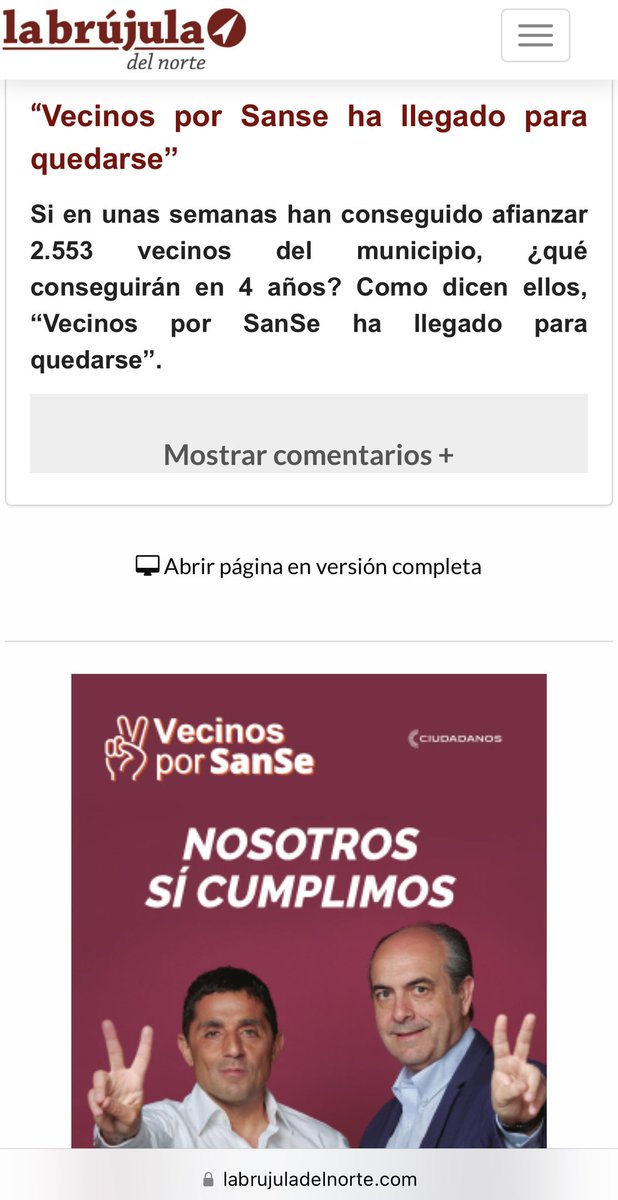 MPerdiguero_'s tweet photo. Estas elecciones no se ha hablado de gestión local, sino de los etarras de las listas de Bildu y de ‘derogar el Sanchismo’.

Y, aun así, un partido local nuevo como #VecinosPorSanSe ha afianzado más de 2.500 personas en #SanSe✌🏻

@LaBrujulaNorte 
ℹ️ https://t.co/GDSkYke9w5 https://t.co/K6VIBxuhlg