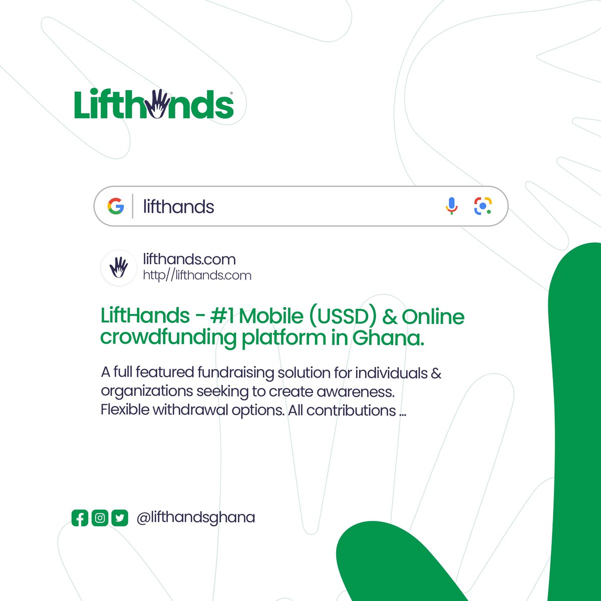 lifthandsghana's tweet photo. 🔍 Searching for LiftHand Fundraiser on Google! 🙌✨ Join us in discovering this incredible initiative aimed at making a positive impact. Together, we can uplift lives and create lasting change. https://t.co/MCcrDMaP4D