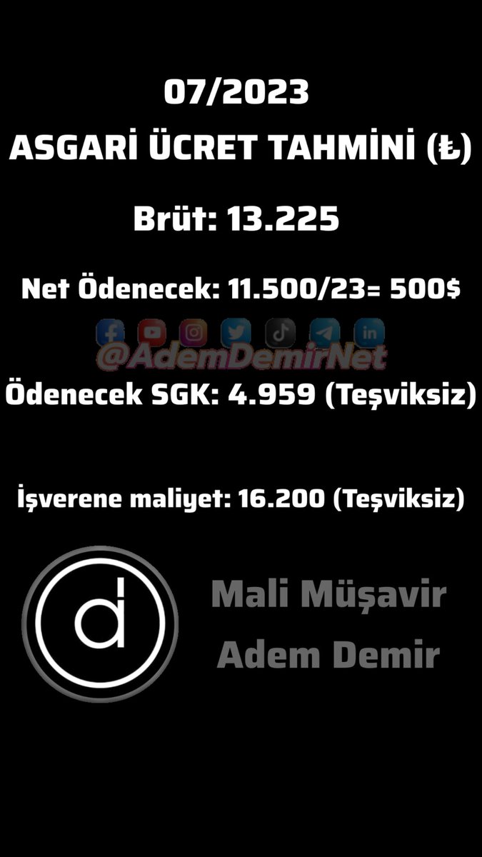 AdemDemirNet's tweet photo. #2023 #Asgariücret #tahmini 
#MaliMüşavir #AdemDemir
#AsgariÜcretTespitKomisyonu https://t.co/WALK2SsXQV