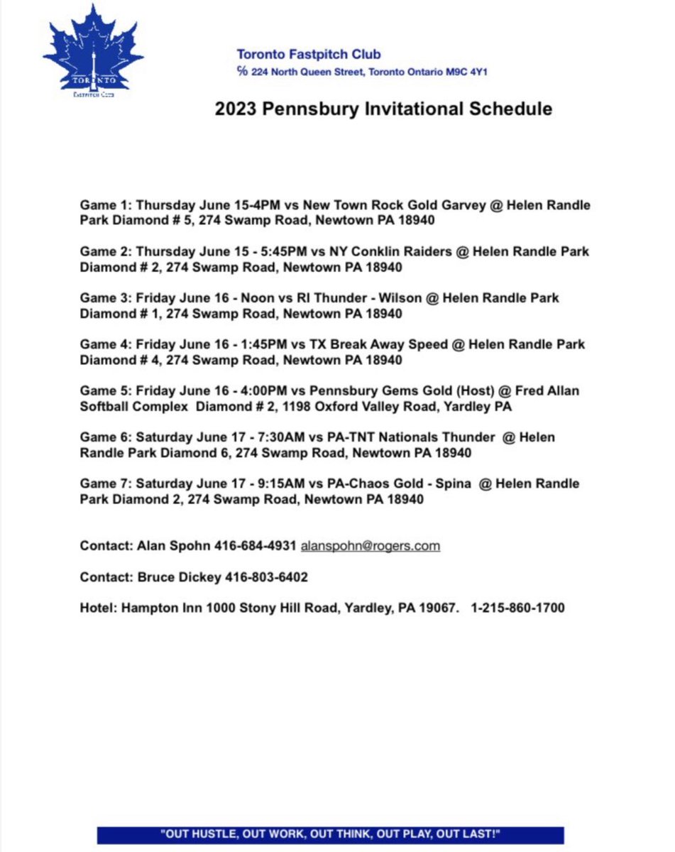 Looking forward to a competitive weekend with Toronto Fastpitch at the 2023 Pennsbury Invitational! Thank you for this opportunity <a href="/TOfastpitch/">Toronto Fastpitch</a> <a href="/CoastRecruits/">Coast 2 Coast Recruits</a> <a href="/LegacyLegendsS1/">Legacy & Legends Softball</a> <a href="/IHartFastpitch/">I❤️Fastpitch</a>