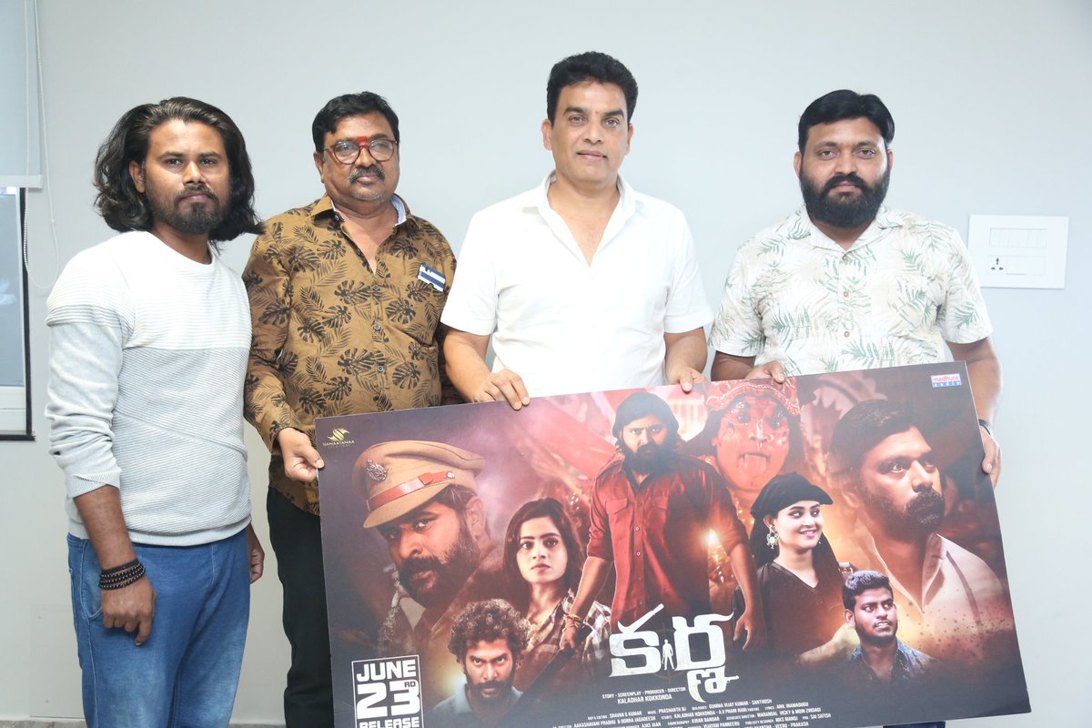 PROSaiSatish's tweet photo. Ace Producer #DilRaju Garu launched the gripping and action-packed trailer of #Karna
https://t.co/vHUZhNEz7v
#kaladhar #ajasjaan #ajaysannapu #anil #Asmasyed #prashanthbj #karnamovie
@MadhuraAudio
#KarnaTrailer
@PROSaiSatish
#KarnaReleasingOnJune23 https://t.co/ZBuhfxTLxm