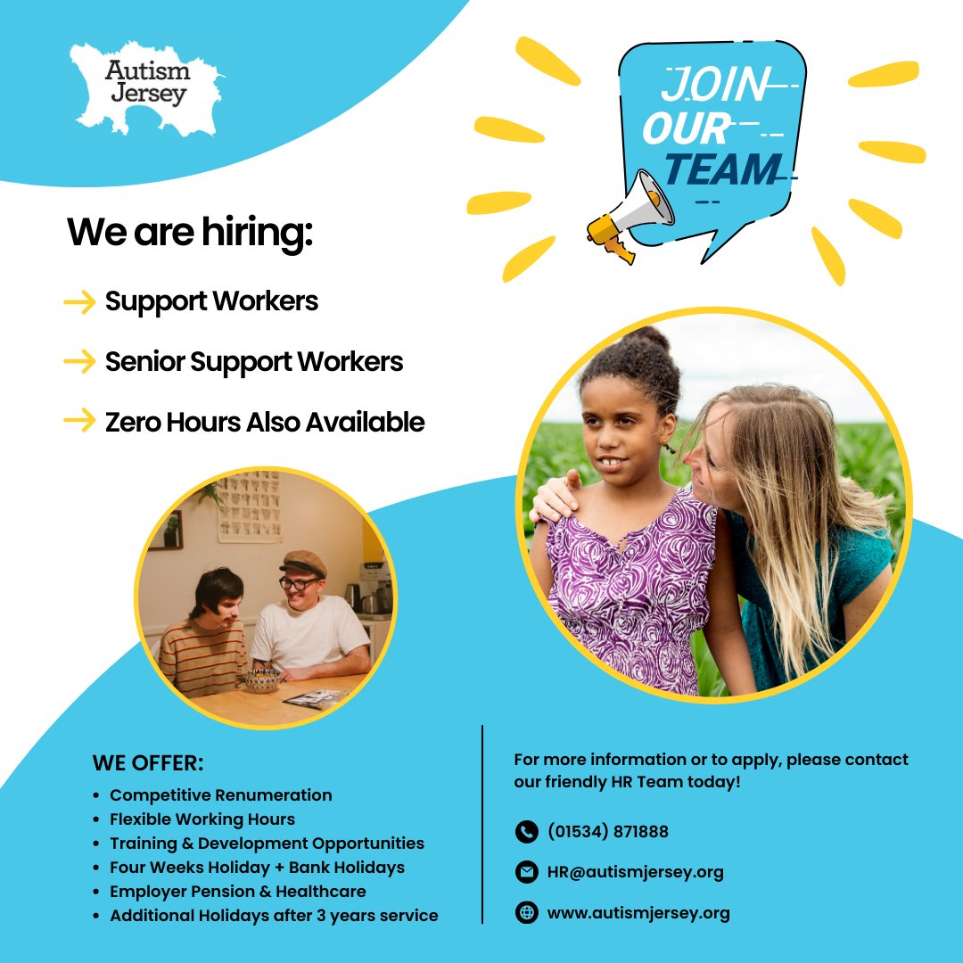 AutismJersey's tweet image. #jobsinjersey #recruitment #supportwork #makeadifference #awesomeforautism