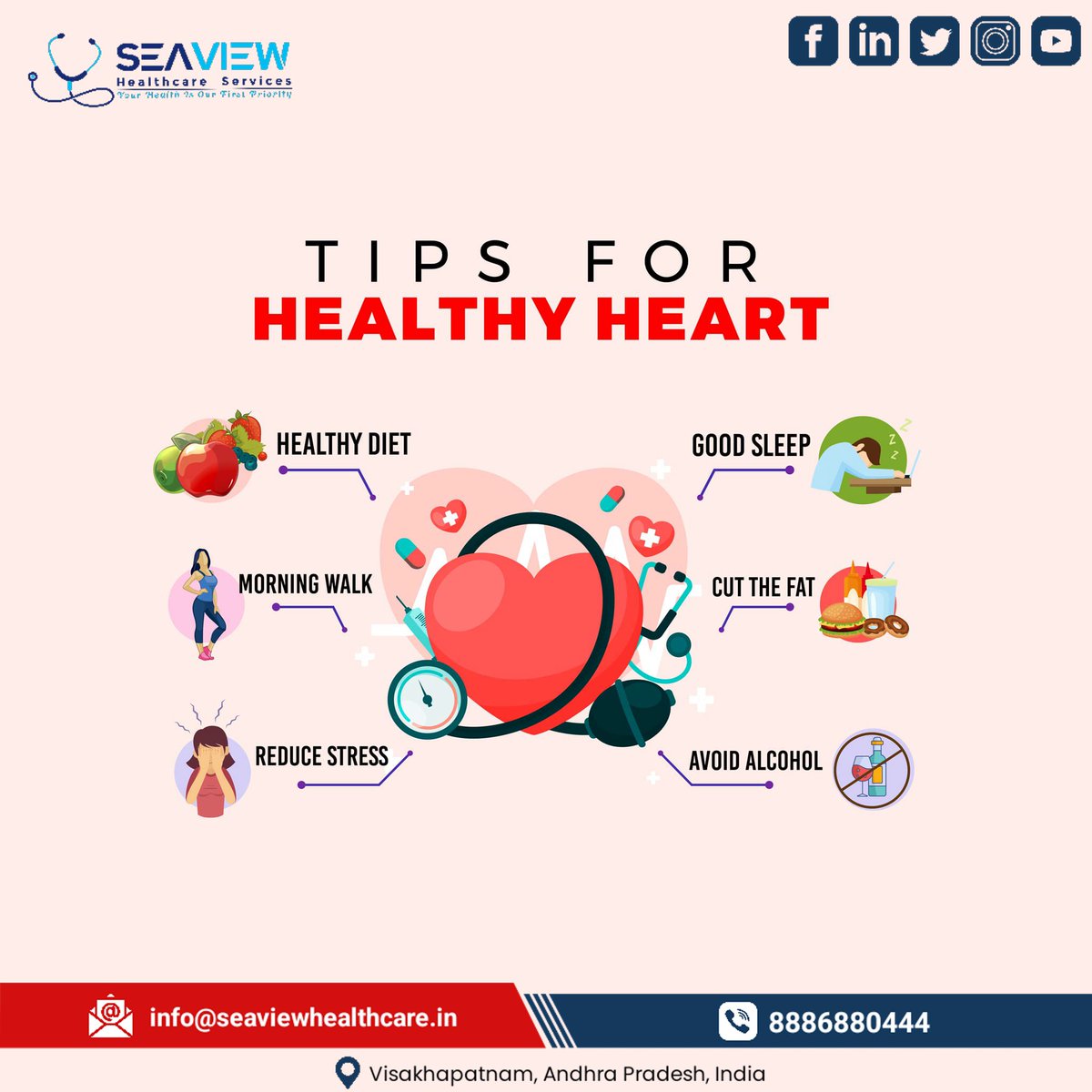Seaview Healthcare (@seaviewhealth) on Twitter photo Heart disease is the leading cause of death for both men and women. Take steps today to lower your risk of heart disease.
To help prevent heart disease, you can:
Eat healthy
Get active
Stay at a healthy weight
Quit smoking and stay away from secondhand smoke
<a href="/SeaviewHealth/">Seaview Healthcare</a> Heart disease is the leading cause of death for both men and women. Take steps today to lower your risk of heart disease.
To help prevent heart disease, you can:
Eat healthy
Get active
Stay at a healthy weight
Quit smoking and stay away from secondhand smoke
<a href="/SeaviewHealth/">Seaview Healthcare</a>