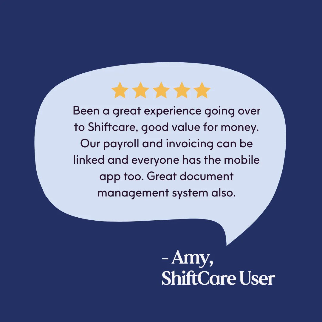 ShiftCareUSA's tweet photo. Thanks to Amy for taking the time to leave a review on her experience with ShiftCare! 

We love helping providers deliver a higher standard of care 💙 https://t.co/M9l84WUIu3
