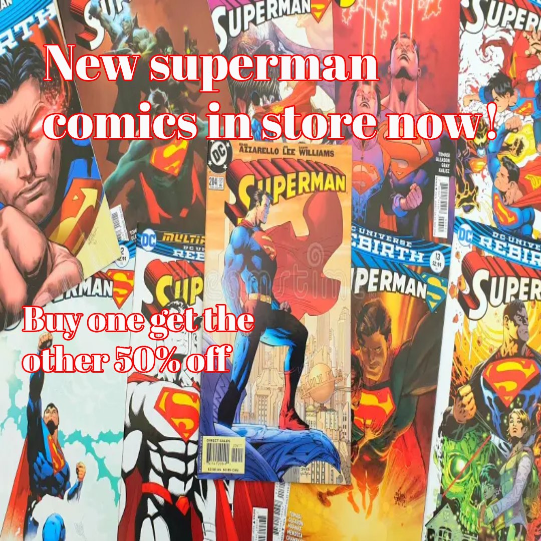ComicMania2023's tweet photo. New superman comics in store at Comic Mania 
Buy one get the other 50% off #ComicArt #PictureOfTheDay #Superman https://t.co/dDziMf2t4Z