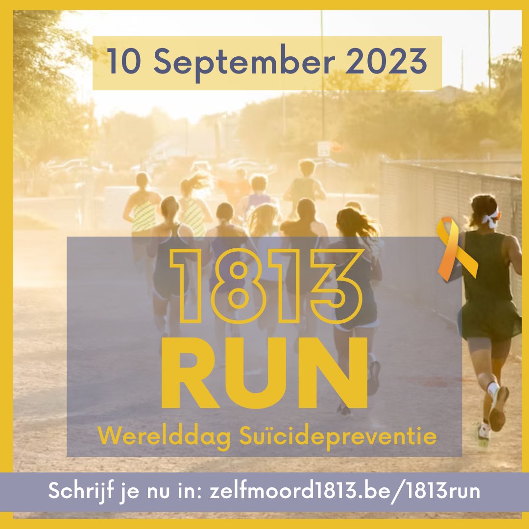 Wil jij suïcidepreventie steunen? Kom dan op 10 september op #WerelddagSuïcidepreventie naar onze #1813Run - Lopers én supporters welkom! Meer info: zelfmoord1813.be/1813Run Please share!