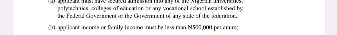 DavidHundeyin's tweet photo. 2 things I forgot to add to that thread about the Student Loan Act.

1st, Nigeria's legal minimum wage is N30,000/month. To have a household income less than N500,000/year, 1 or both parents would need to earn less than minimum wage - which is illegal. https://t.co/0tvscHwPmp
